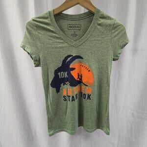 Recover Shirt Womens Medium Green V Neck Short Sleeve Anthem Star 10K Running